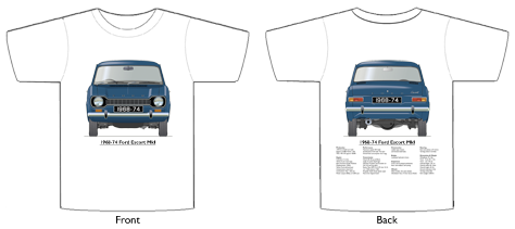 Ford Escort MkI 4dr 1968-74 T-shirt Front & Back